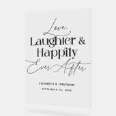 Liefde lacht en gelukkig ook na het huwelijk acryl bord (Hoek)