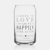 Liefde lacht gelukkig altijd na bruiloft blikvorm glas (Voorkant)
