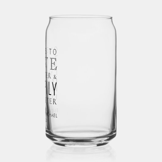 Liefde lacht gelukkig altijd na bruiloft blikvorm glas (Links)