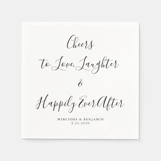 Liefde lacht gelukkig altijd na het Elegant Weddin Servet (Voorkant)