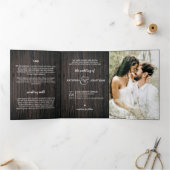 Liefde lacht gelukkig ooit na 2-foto's bruiloft drieluik uitnodiging (Binnen)