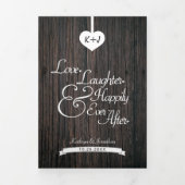 Liefde lacht gelukkig ooit na 2-foto's bruiloft drieluik uitnodiging (Cover)