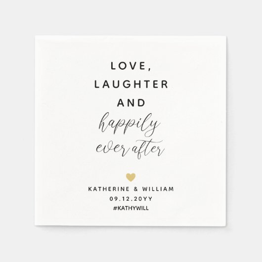 Liefde lacht gelukkig ooit na het harthuwelijk servet (Voorkant)