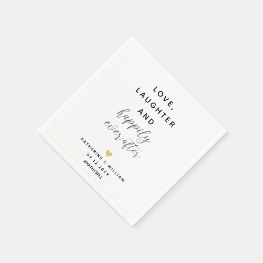 Liefde lacht gelukkig ooit na het harthuwelijk servet (Hoek)