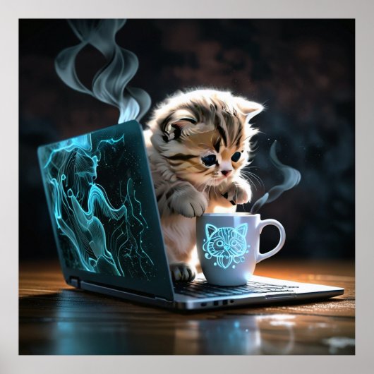 Liefde, laptops, katten en koffie poster (Voorkant)