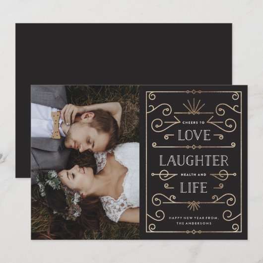 Liefde lasteraar Nieuwjaar Holiday Fotokaart Feestdagenkaart (Voorkant / Achterkant)