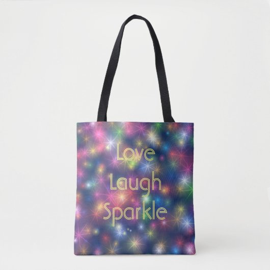 Liefde, Laugh, Sparkle Bokeh Lights Tote Bag (Voorkant)