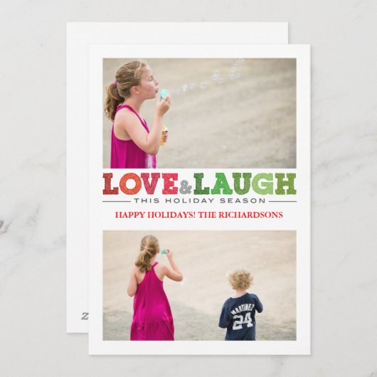 Liefde & Laugh x2 Feestdagenkaart (Voorkant / Achterkant)