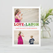 Liefde & Laugh x2 Feestdagenkaart (Staand voorkant)