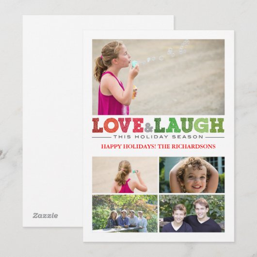 Liefde & Laugh x5 Feestdagenkaart (Voorkant / Achterkant)