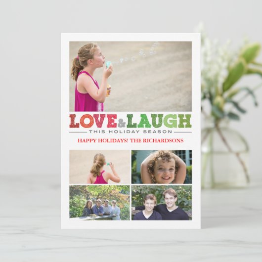 Liefde & Laugh x5 Feestdagenkaart (Staand voorkant)