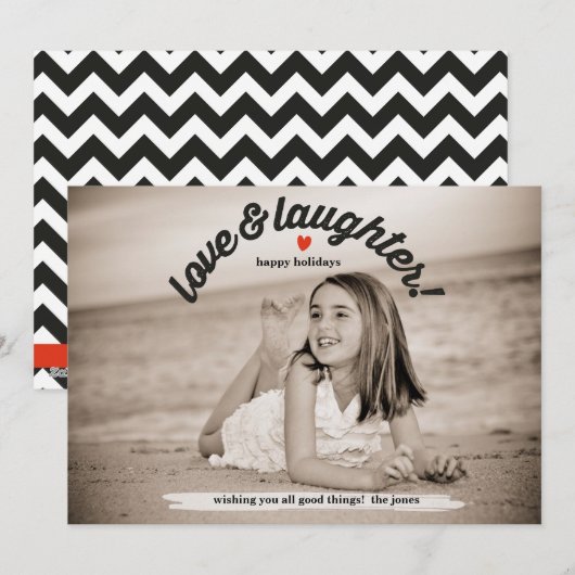 Liefde & Laughter Feestdagenkaart (Voorkant / Achterkant)