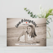 Liefde & Laughter Feestdagenkaart (Staand voorkant)