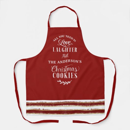 Liefde, Lauters en kerstkoekjes en stripes Schort (Voorkant)