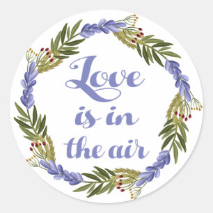 Liefde Lavendel Bloem Paarse Bloemenkrans Ronde Sticker