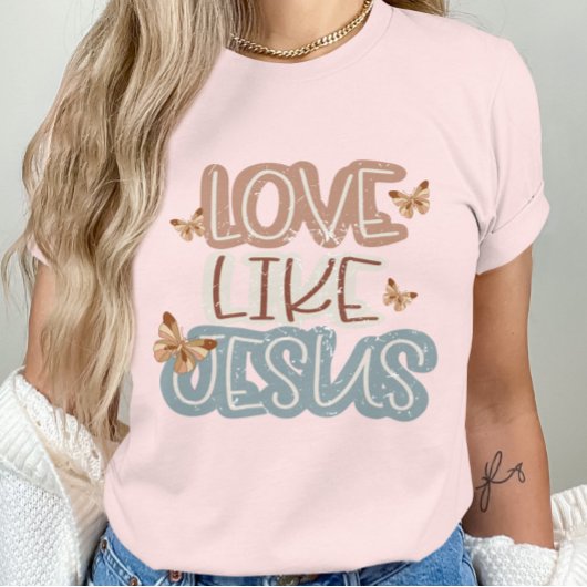 Liefde Leef Jezus-Christelijke Geloofsvlinder T-shirt