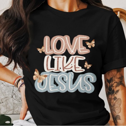 Liefde Leef Jezus-Christelijke Geloofsvlinder T-shirt
