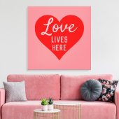 Liefde Leeft Hier Bericht Canvas Afdruk (Insitu (Woonkamer))