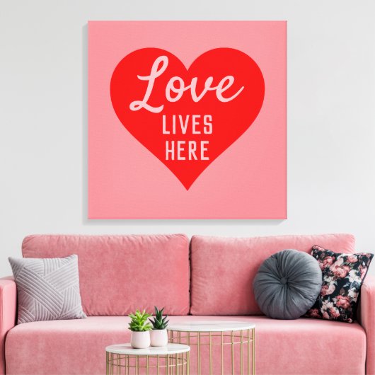 Liefde Leeft Hier Bericht Canvas Afdruk (Insitu (Woonkamer))