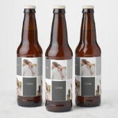 Liefde leeft hier | Drie foto familie cadeau Bier Etiket (Flessen)