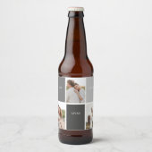 Liefde leeft hier | Drie foto familie cadeau Bier Etiket (Voorkant)