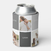 Liefde leeft hier | Drie foto familie cadeau Blikjeskoeler (Blikje Voorkant)