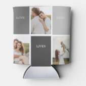 Liefde leeft hier | Drie foto familie cadeau Blikjeskoeler (Voorkant)