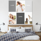 Liefde leeft hier | Drie foto familie cadeau Canvas Afdruk (Insitu (Slaapkamer))