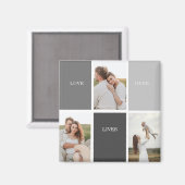 Liefde leeft hier | Drie foto familie cadeau Magneet (Voorkant / Achterkant)
