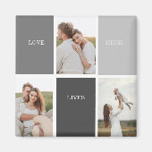 Liefde leeft hier | Drie foto familie cadeau Magneet (Voorkant)
