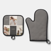 Liefde leeft hier | Drie foto familie cadeau Ovenwant & Pannenlap Set (Voorkant)