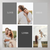 Liefde leeft hier | Drie foto familie cadeau Poster (Voorkant)