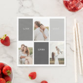 Liefde leeft hier | Drie foto familie cadeau Servet (Insitu)