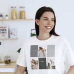 Liefde leeft hier | Drie foto familie cadeau T-shirt<br><div class="desc">Presenteren van een hartverwarmend en gepersonaliseerd geschenk dat de essentie van het gezin viert, met een prachtig grijs lijst versierd met een ontroerend citaat van "Love Lives Here" en drie gekoesterde foto's. Elke keer als de ontvanger een glimp opvangt van dit opmerkelijke geschenk, zal hun hart gevuld zijn met dierbare...</div>