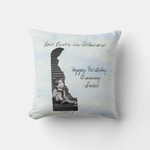 Liefde leeft in Delaware State Shaped Custom Photo Kussen