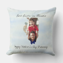 Liefde leeft in Illinois State Shaped Custom Foto Kussen