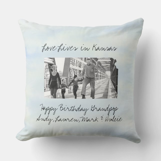 Liefde leeft in Kansas State Shaped Custom Foto Kussen (Voorkant)