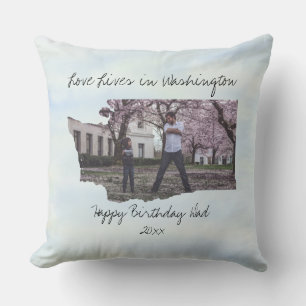 Liefde leeft in Washington State Shaped Photo Kussen