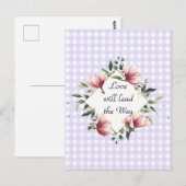 Liefde leidt het Paarse Gingham Briefkaart (Voorkant / Achterkant)