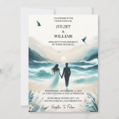 Liefde Lente Zomer Ocean Beach Bestemming Bruiloft Kaart (Voorkant)