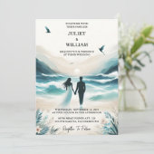 Liefde Lente Zomer Ocean Beach Bestemming Bruiloft Kaart (Staand voorkant)