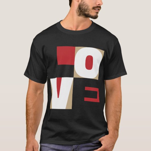 Liefde Letter Art Contemmodern rood Gold Design T-shirt (Voorkant)
