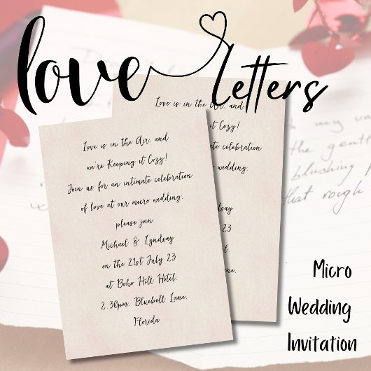 Liefde Letters MICRO BRUILOFT Handgeschreven Blush Kaart