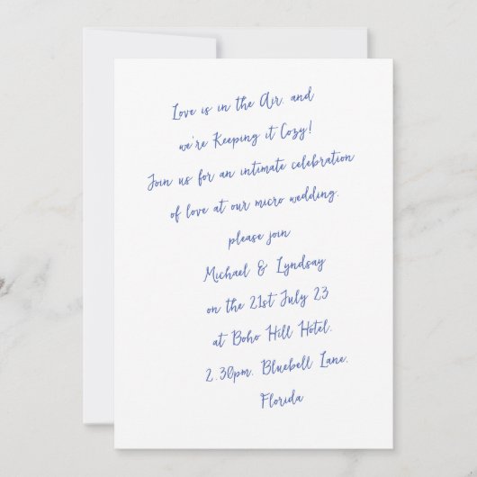 Liefde Letters MICRO BRUILOFT Handgeschreven Inkt  Kaart (Voorkant)