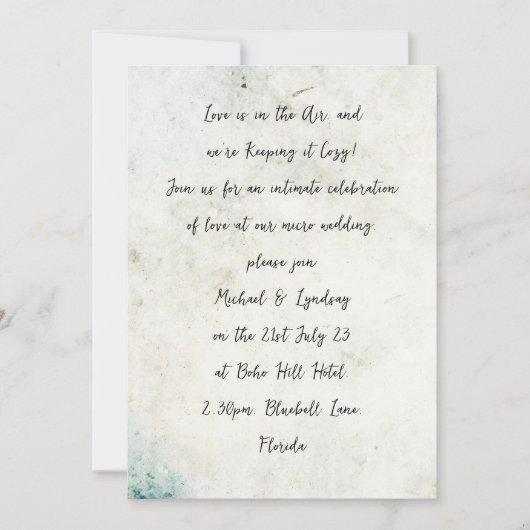 Liefde Letters MICRO BRUILOFT Handgeschreven Verdr Kaart (Voorkant)