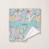 Liefde Letters Pastel Aangepast Patroon Bad Handdoek (Wasdoekje)