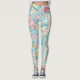 Liefde Letters Pastel Aangepast Patroon Leggings