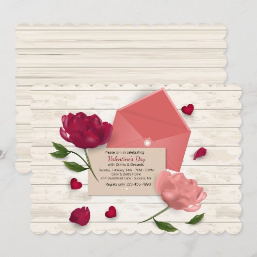 Liefde letters recht van de hartuitnodiging kaart (Voorkant / Achterkant)