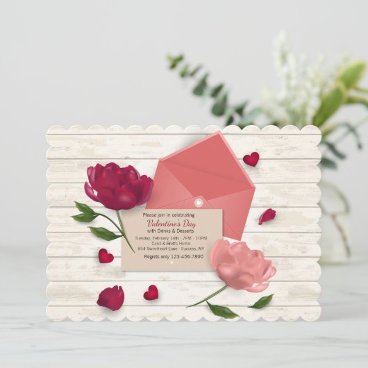 Liefde letters recht van de hartuitnodiging kaart (Staand voorkant)