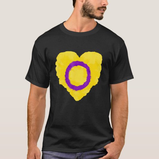 Liefde Leuk De Intersex Vlag Hart Pride LGBT T-shirt (Voorkant)